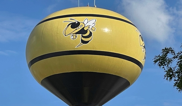 Water Tower with school mascot